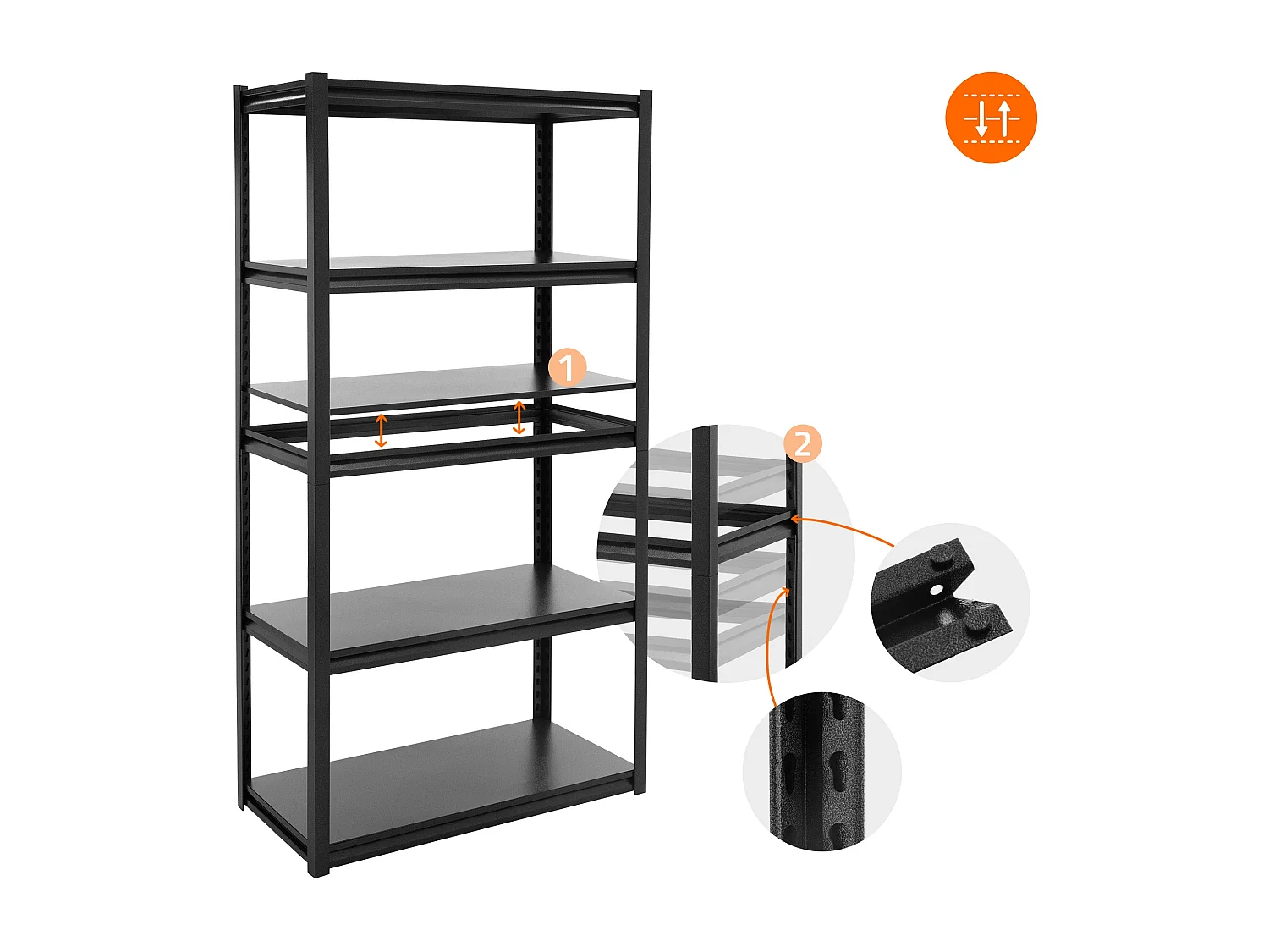 Étagère de rangement charge lourde 5 tablettes en metal stockage ML-DESIGN