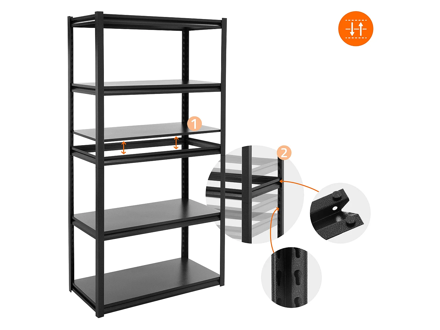 Étagère de rangement charge lourde 5 tablettes en metal stockage ML-DESIGN