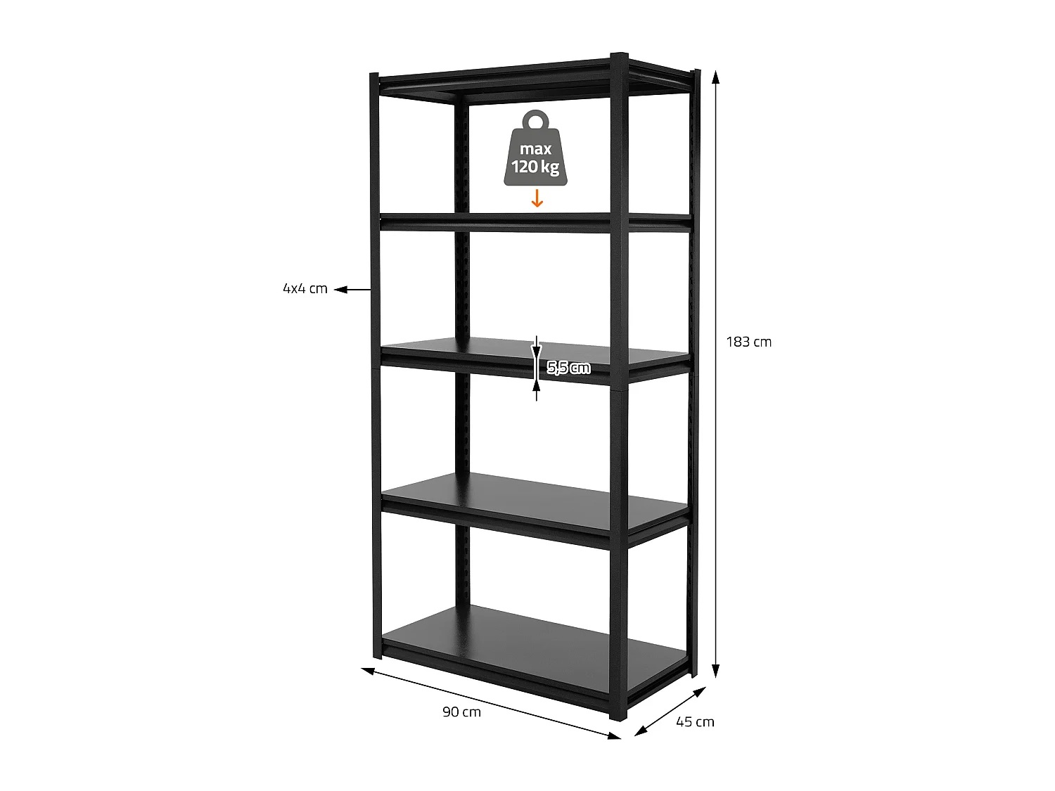 Étagère de rangement charge lourde 5 tablettes en metal stockage ML-DESIGN