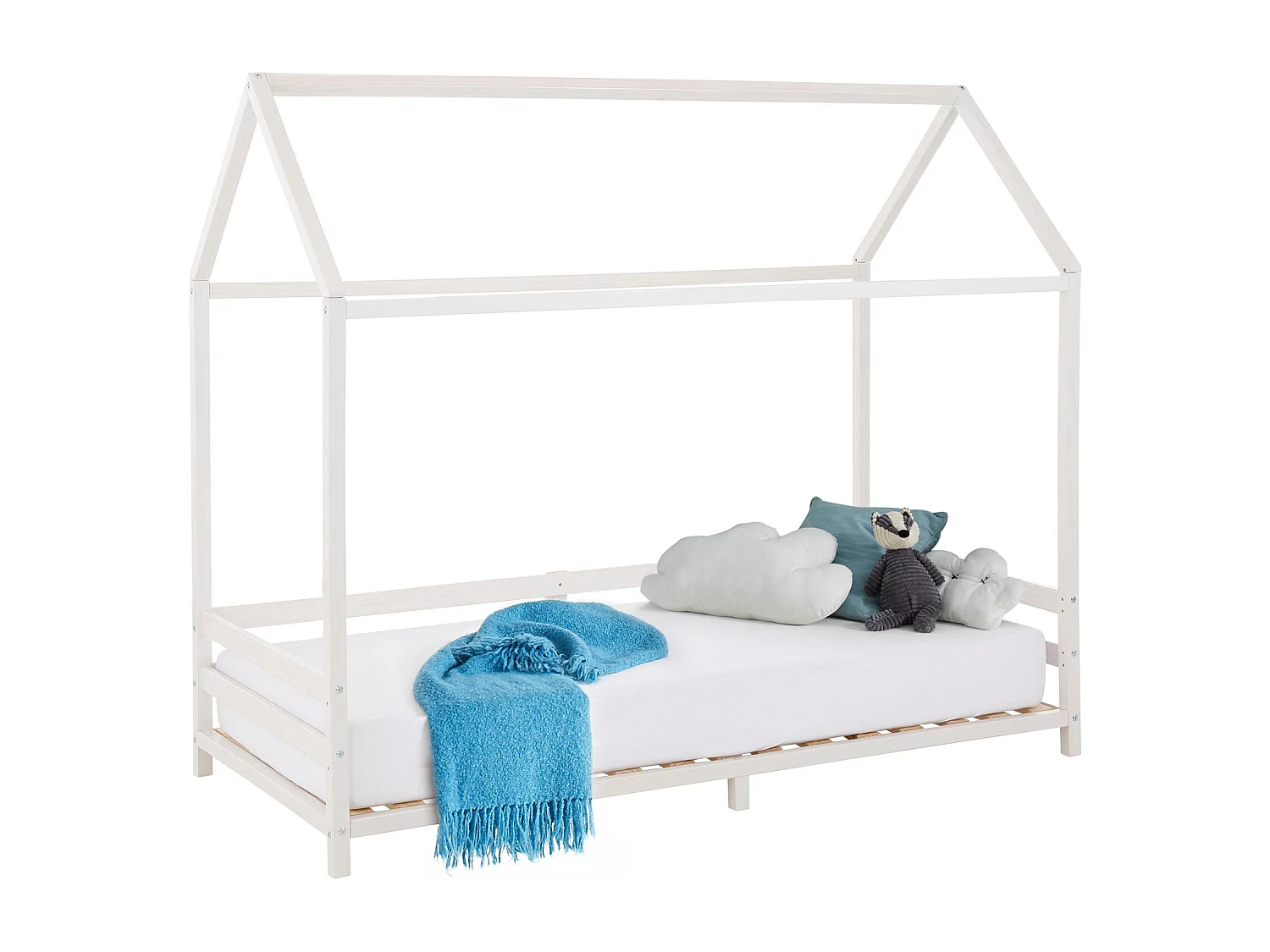 Ellen|Lit cabane pour enfant en pin blanc 90x200