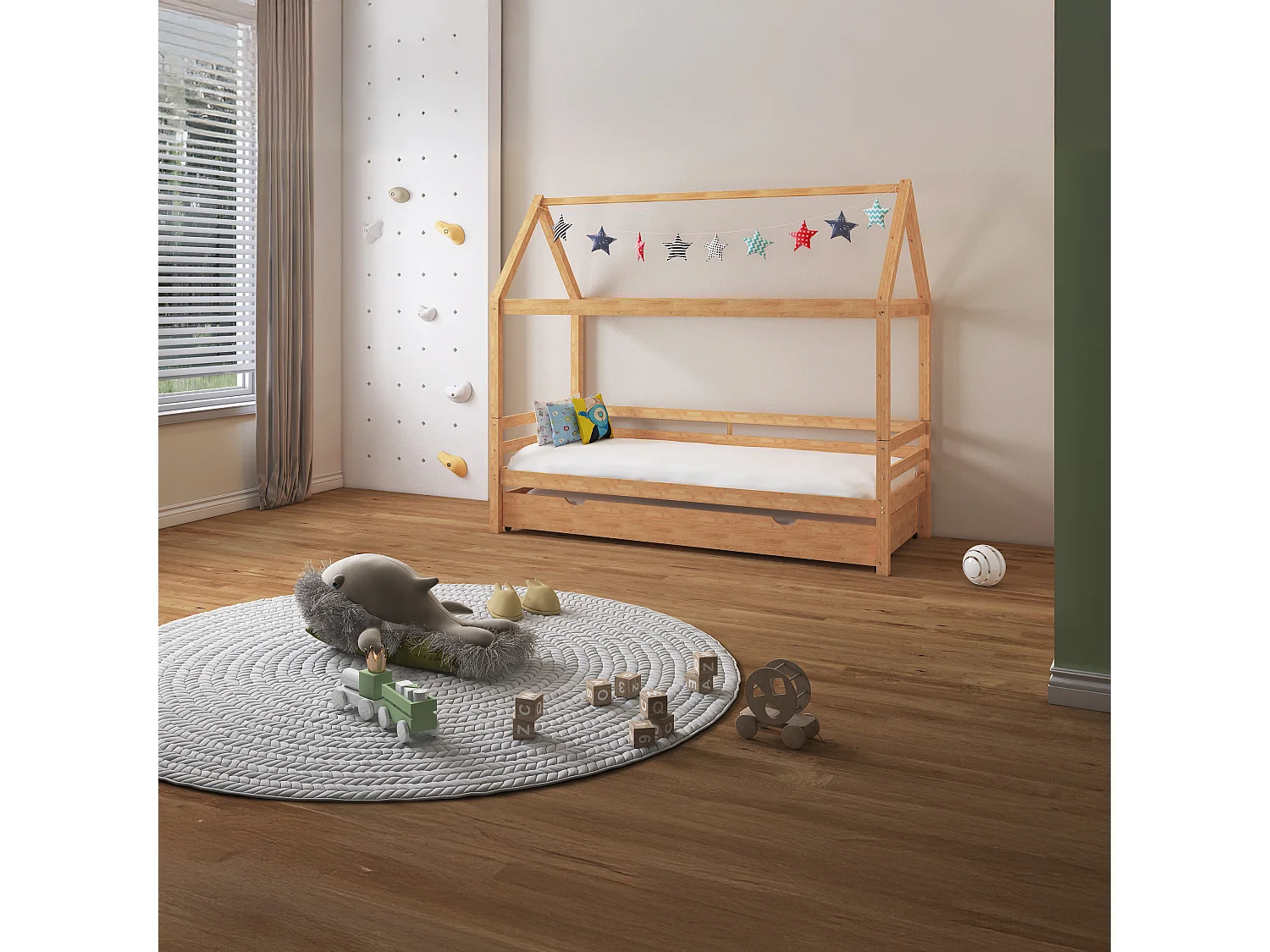 Alpi2|Lit avec baldaquin en pin 90x200