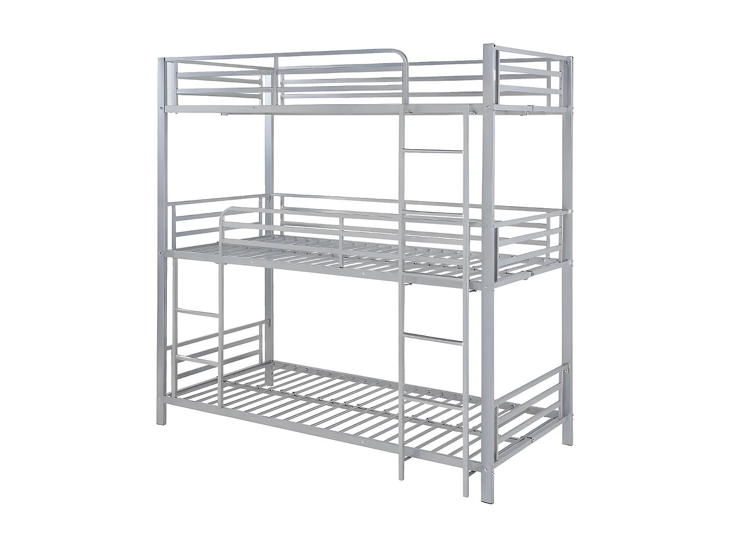 Etagenbett - 3 Personen - 3 x 90 x 190 cm - Metall - Silberfarben - ELOUAN III
