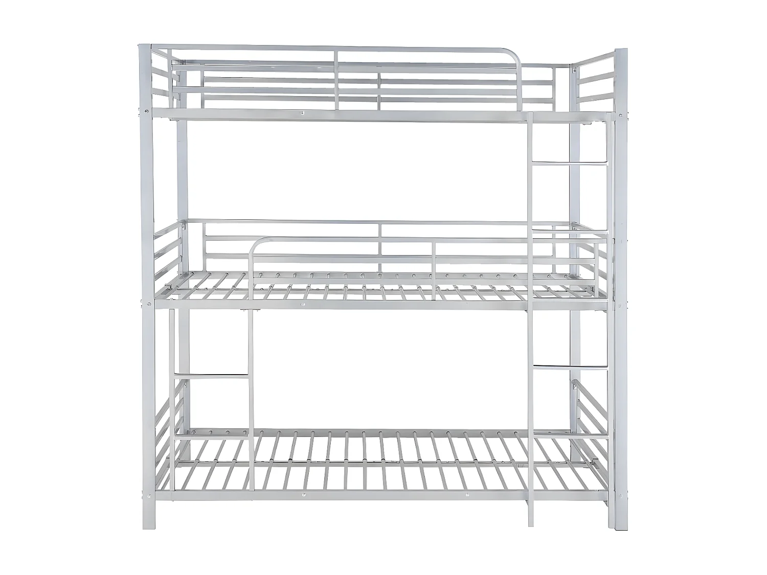 Etagenbett - 3 Personen - 3 x 90 x 190 cm - Metall - Silberfarben - ELOUAN III