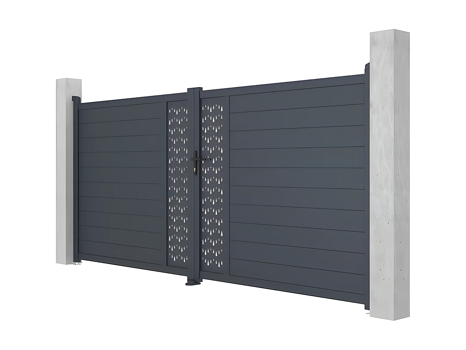 Portón aluminio Ancho 397 x Alt. 181 cm antracita GREGOR