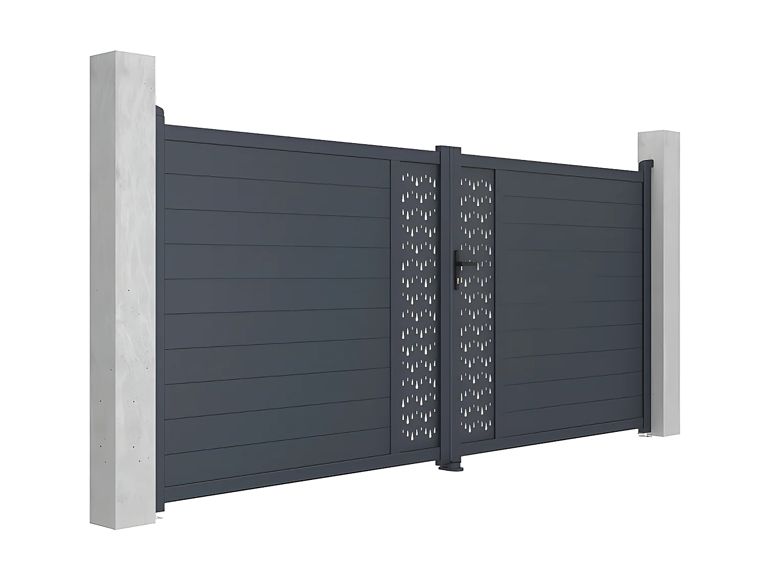 Portón aluminio Ancho 397 x Alt. 181 cm antracita GREGOR