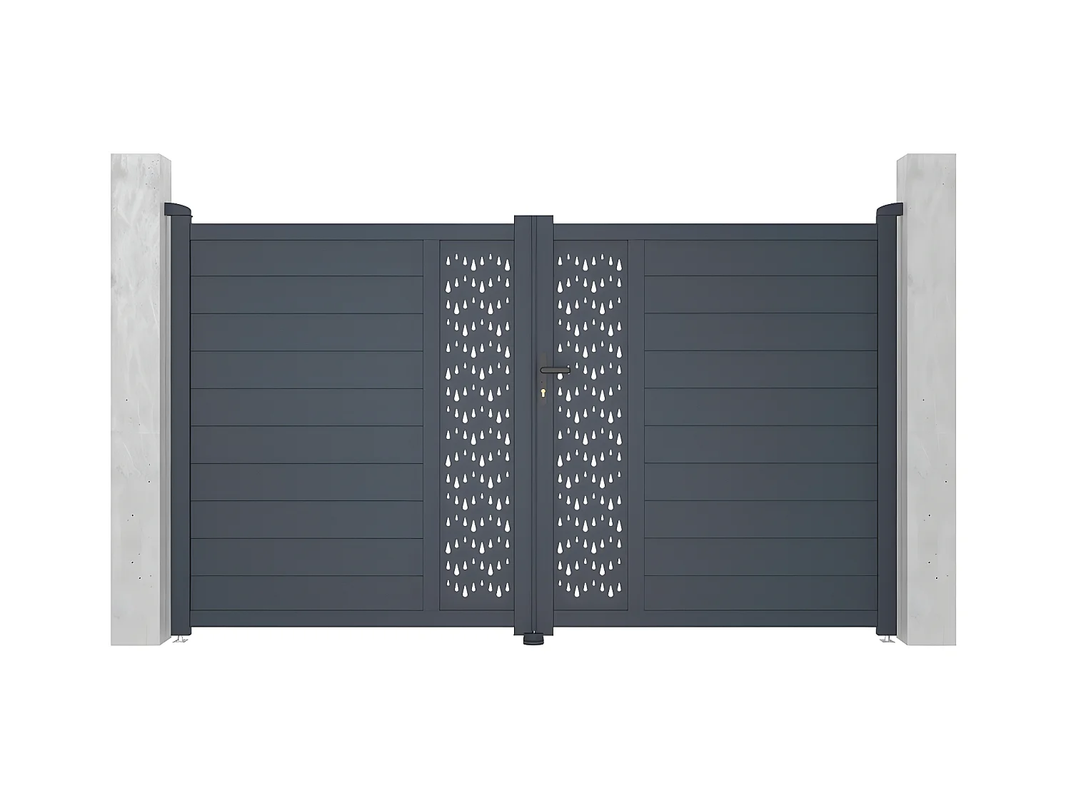 Portón aluminio Ancho 305 x Alt. 181 cm antracita GREGOR