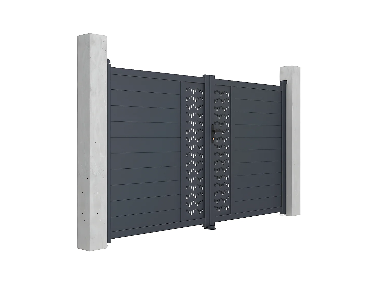 Portón aluminio Ancho 305 x Alt. 181 cm antracita GREGOR