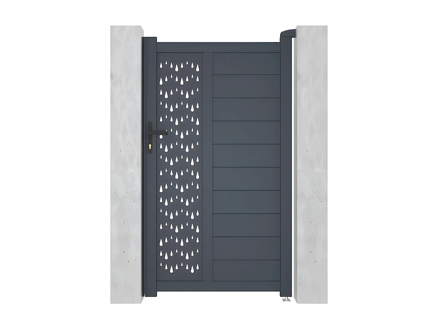 Gartentor Flügeltor - Aluminium - 103 x 181 cm - Halbvoll mit Muster - Anthrazit - GREGOR