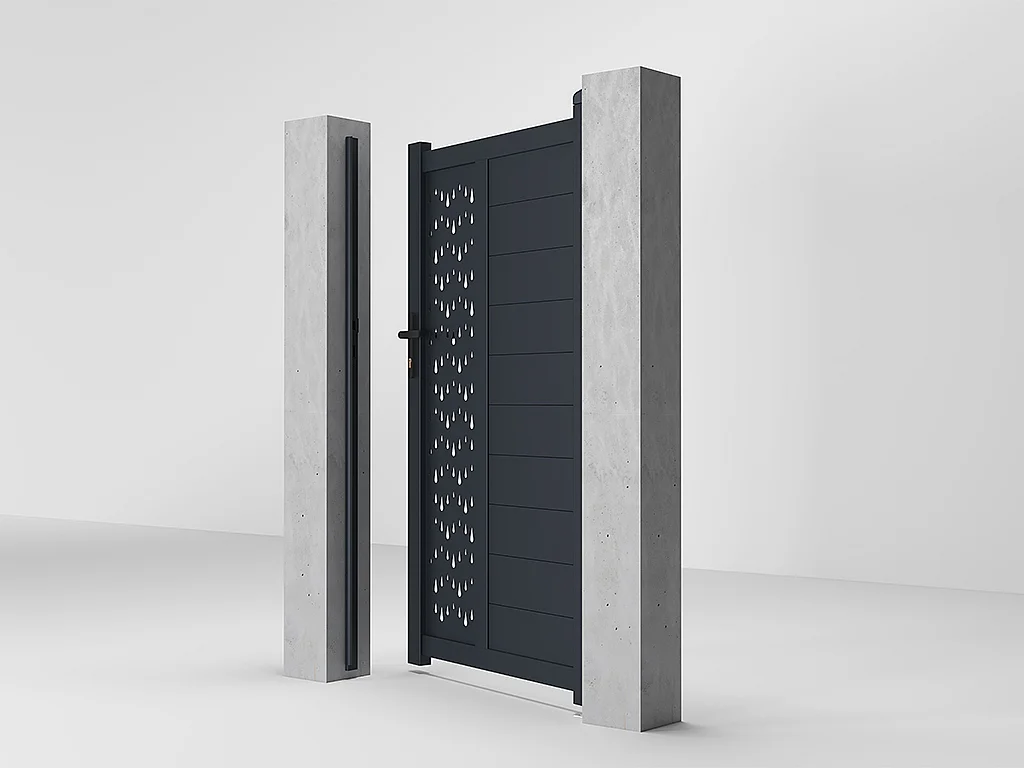 Portillon battant aluminium semi plein à motifs L103 x H181 cm anthracite GREGOR