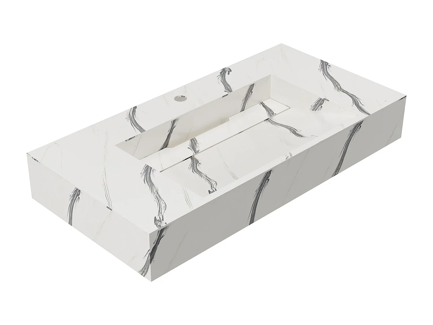 Vasque suspendue en solid surface effet marbre blanc - TAKOTNA - L90.2 x l45.2 x H8 cm