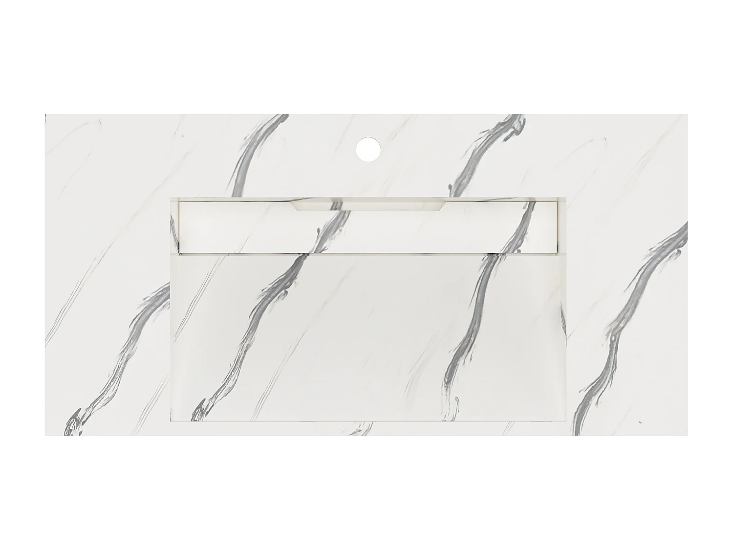 Vasque suspendue en solid surface effet marbre blanc - TAKOTNA - L90.2 x l45.2 x H8 cm