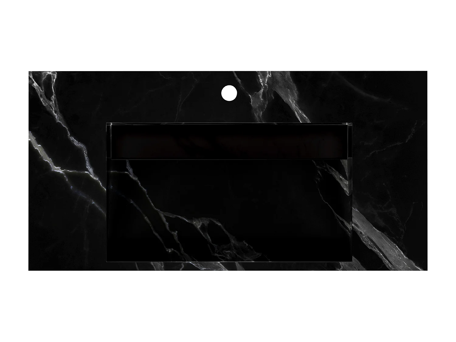 Lavabo sospeso L90.2 x l45,2 x H8 cm in Solid Surface effetto marmo Nero - TAKOTNA