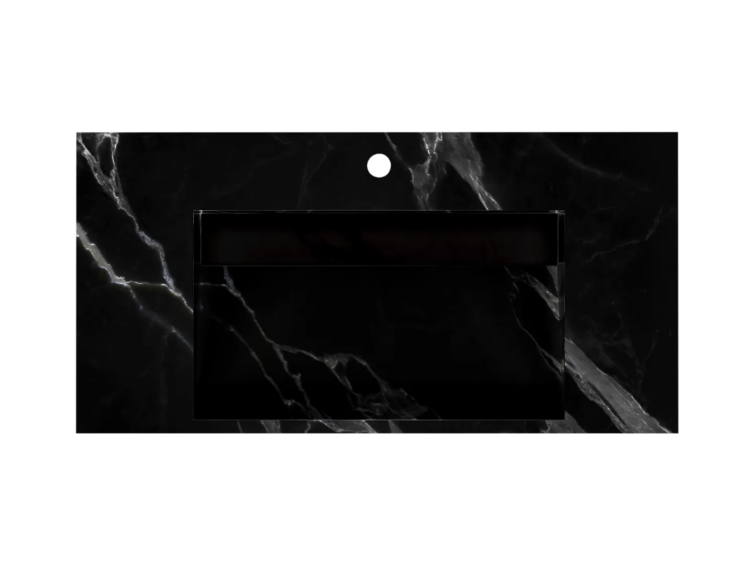 Vasque suspendue en solid surface effet marbre noir - TAKOTNA - L90.2 x l45.2 x H8 cm