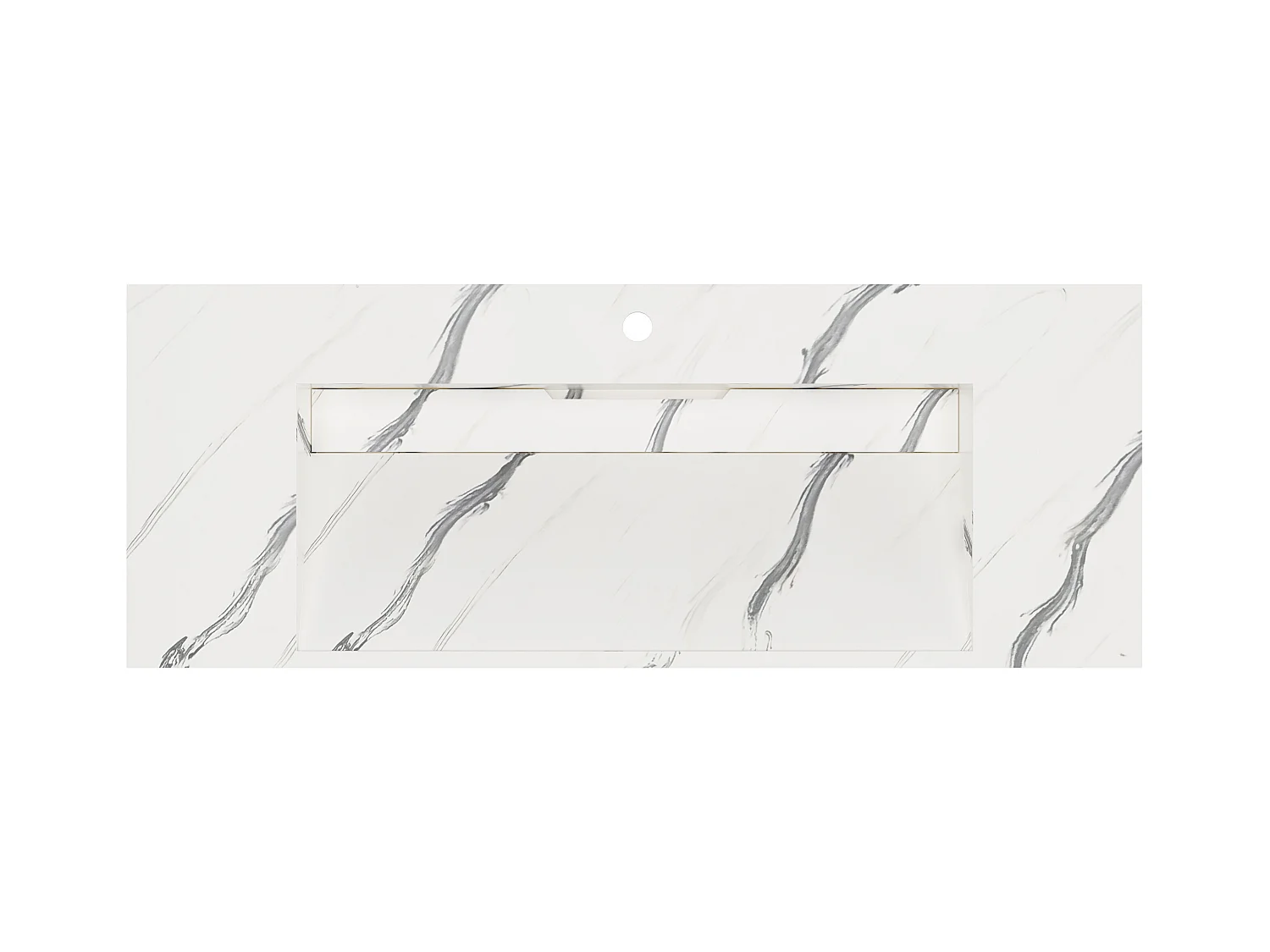 Umywalka podwieszana TAKOTNA z twardego materiału marmuropodobnego w kolorze białym – 120,2 × 45,2 × 8 cm (dł. × szer. × wys.)