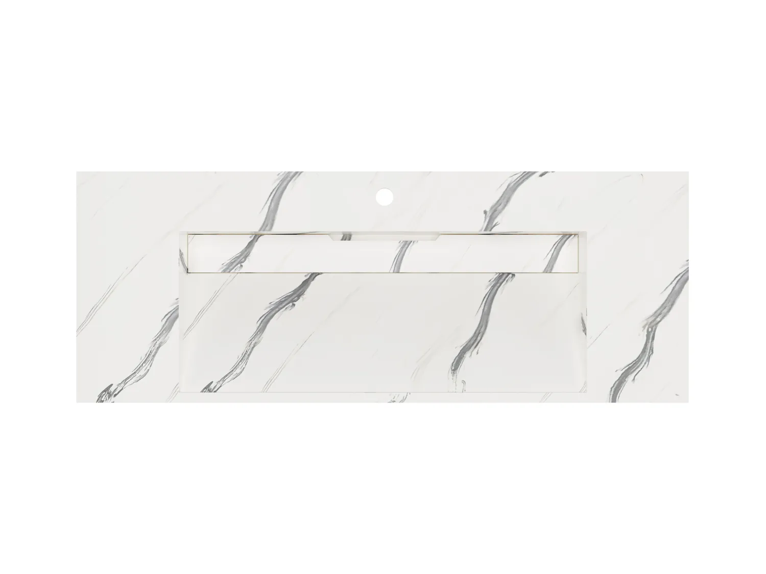 Vasque suspendue en solid surface effet marbre blanc - TAKOTNA - L120.2 x l45.2 x H8 cm