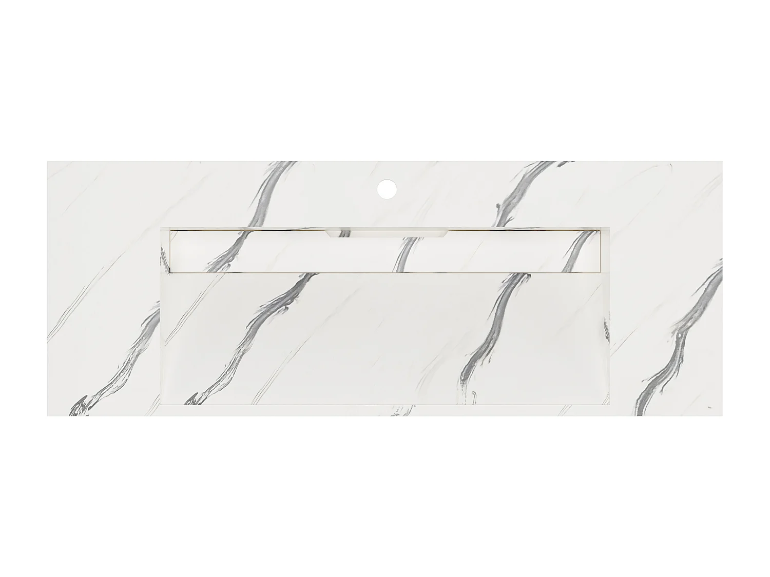 Waschbecken hängend  - 120.2 x 45.2 x 8 cm - Weiß mit Marmor-Optik - TAKOTNA