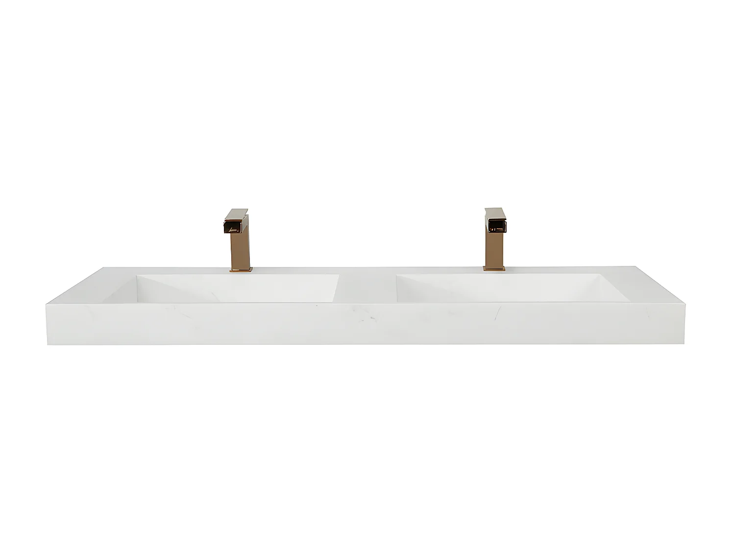 Väggmonterat dubbeltvättställskåp i vit solid surface och marmoreffekt 120,2 × 45,2 × 8 cm KODIAK