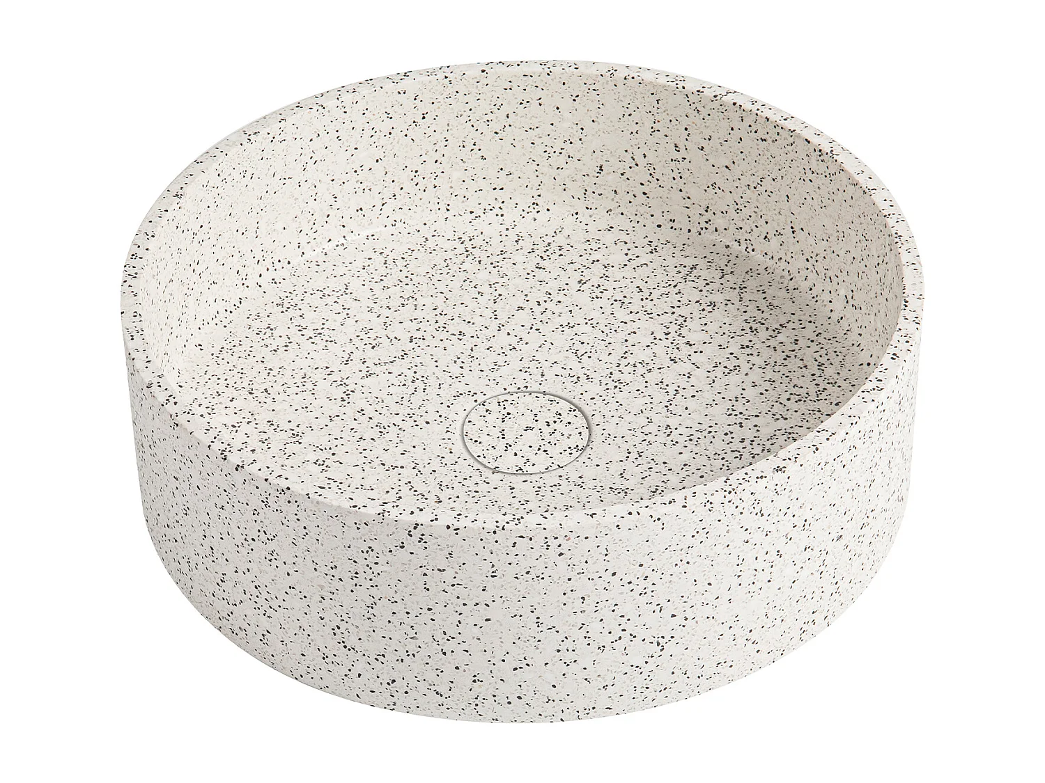 Lavatório redondo de pousar em terrazzo branco 39 cm - DUKAT