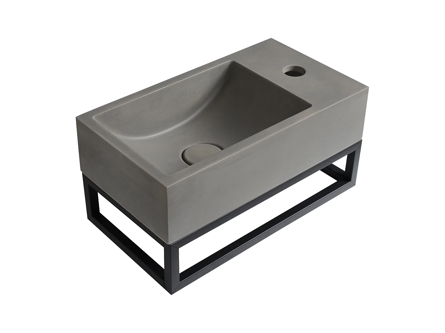Lavabo suspendido de cemento con soporte - Grifos a la derecha - Ancho 40 x 22 cm - UCHAMI
