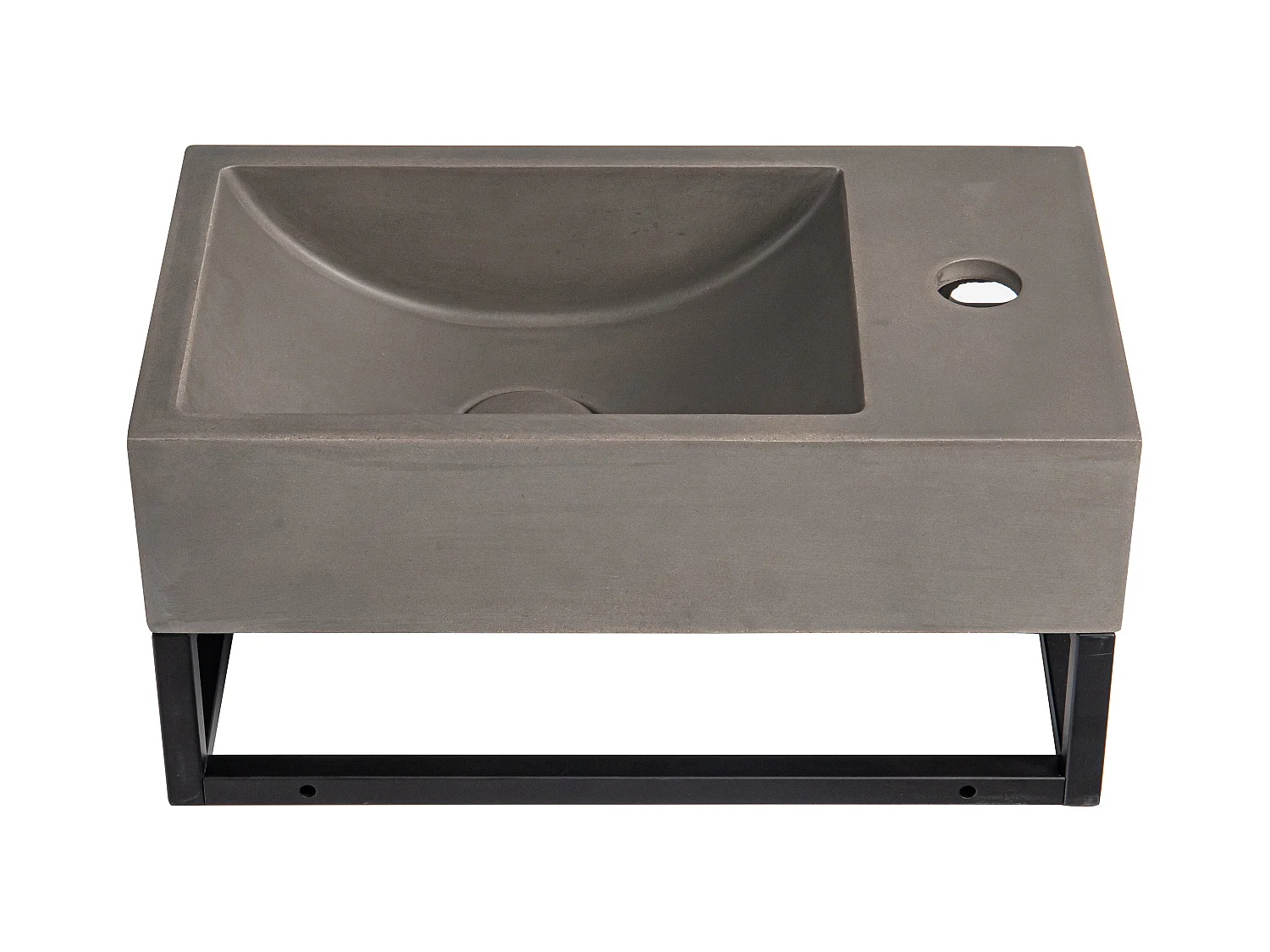 Lavabo suspendido de cemento con soporte - Grifos a la derecha - Ancho 40 x 22 cm - UCHAMI