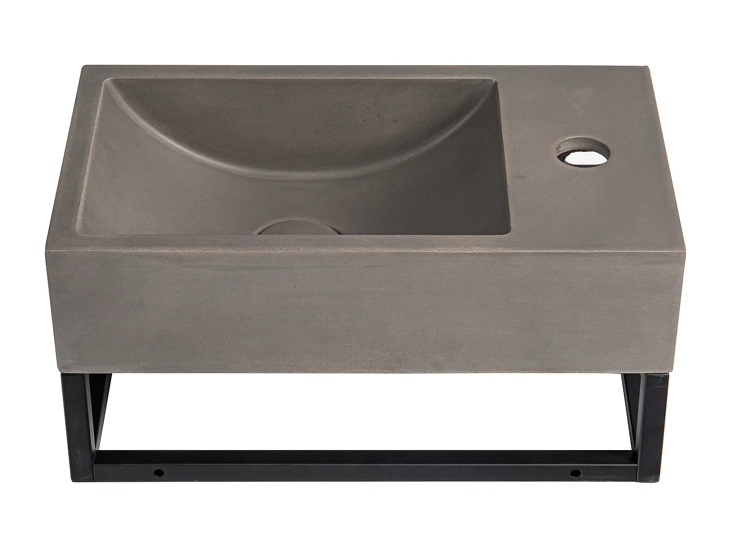 Lave main suspendu en béton avec support - Robinetterie à droite - L40 x l22 cm - UCHAMI