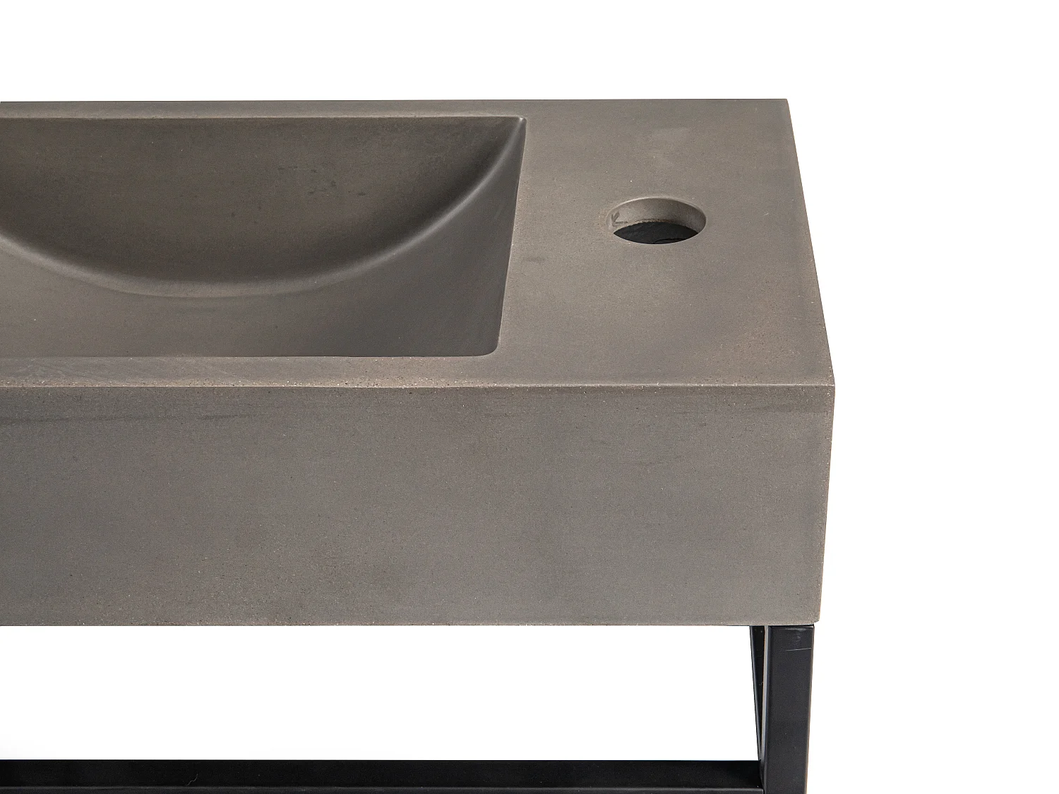 Lave main suspendu en béton avec support - Robinetterie à droite - L40 x l22 cm - UCHAMI