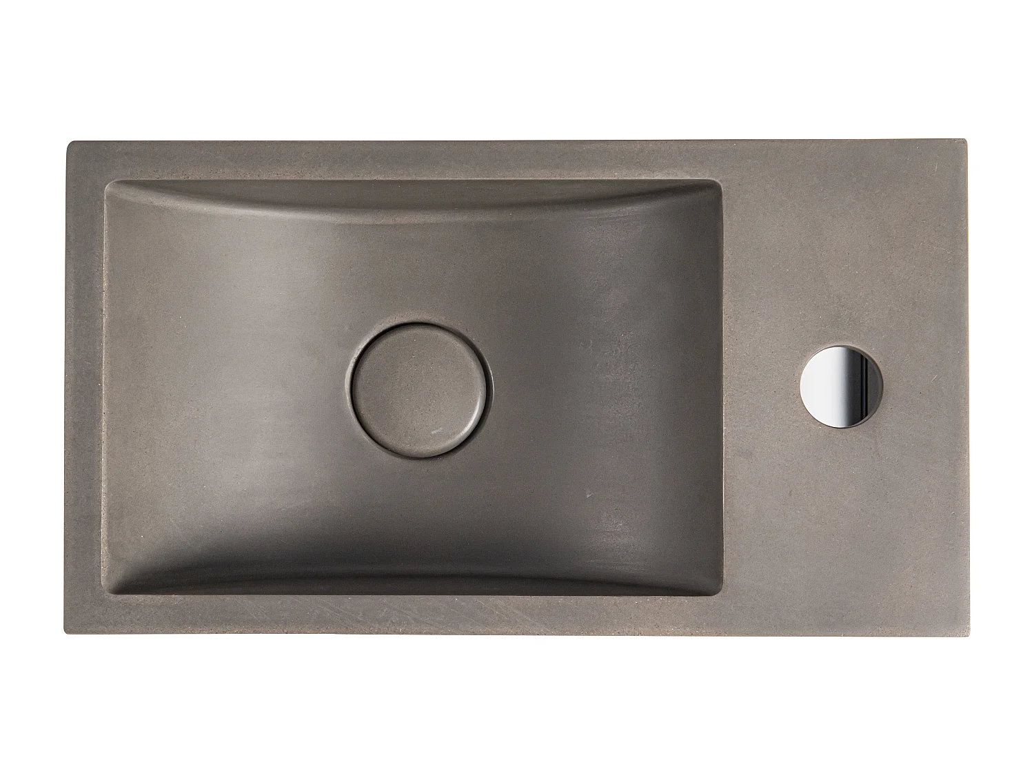 Lave main suspendu en béton avec support - Robinetterie à droite - L40 x l22 cm - UCHAMI