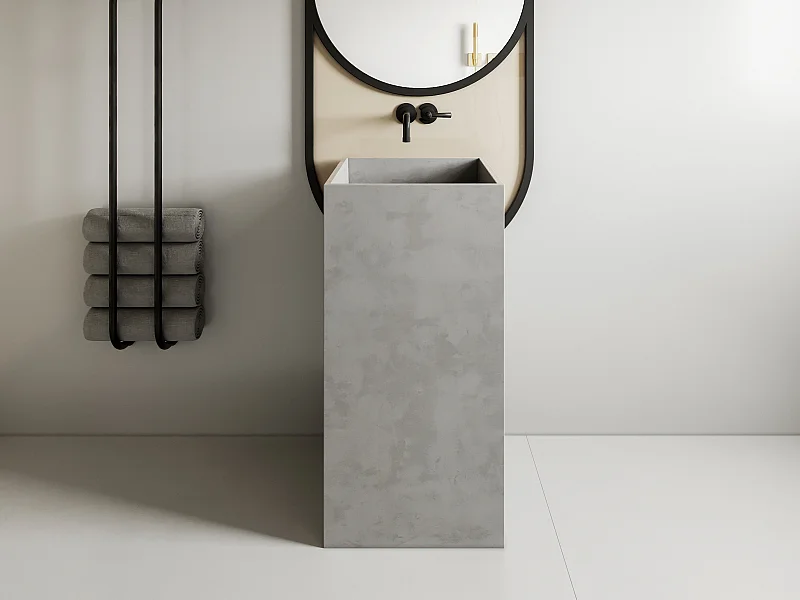 Lavabo con base de cemento - Ancho 40 x Prof. 40 x Alt. 80 cm - BALEZINO