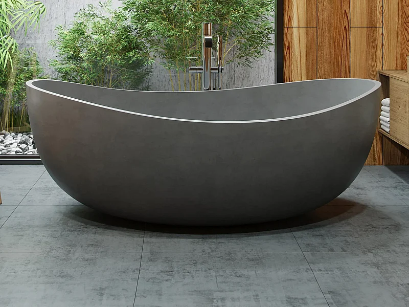 Baignoire îlot en béton - 400L - 160 x 100 x 59,4 cm - IVANOVO