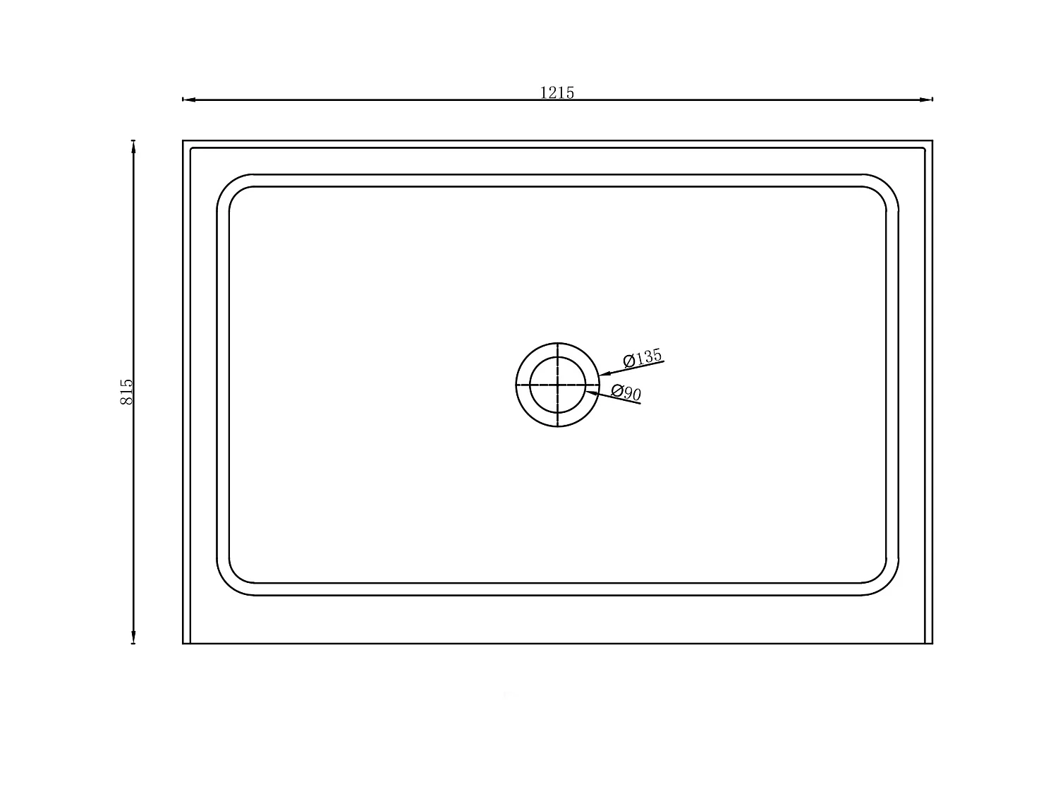 Douchebak om te plaatsen van beton - L121,5 x B81,5 x H9,5 cm - RIAZOS