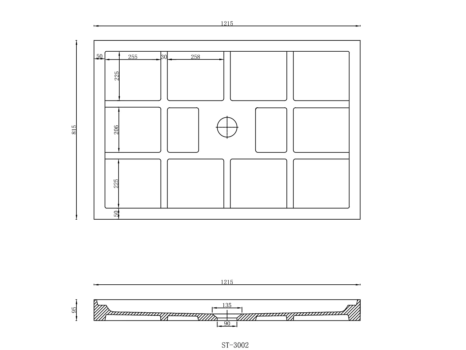 Douchebak om te plaatsen van beton - L121,5 x B81,5 x H9,5 cm - RIAZOS