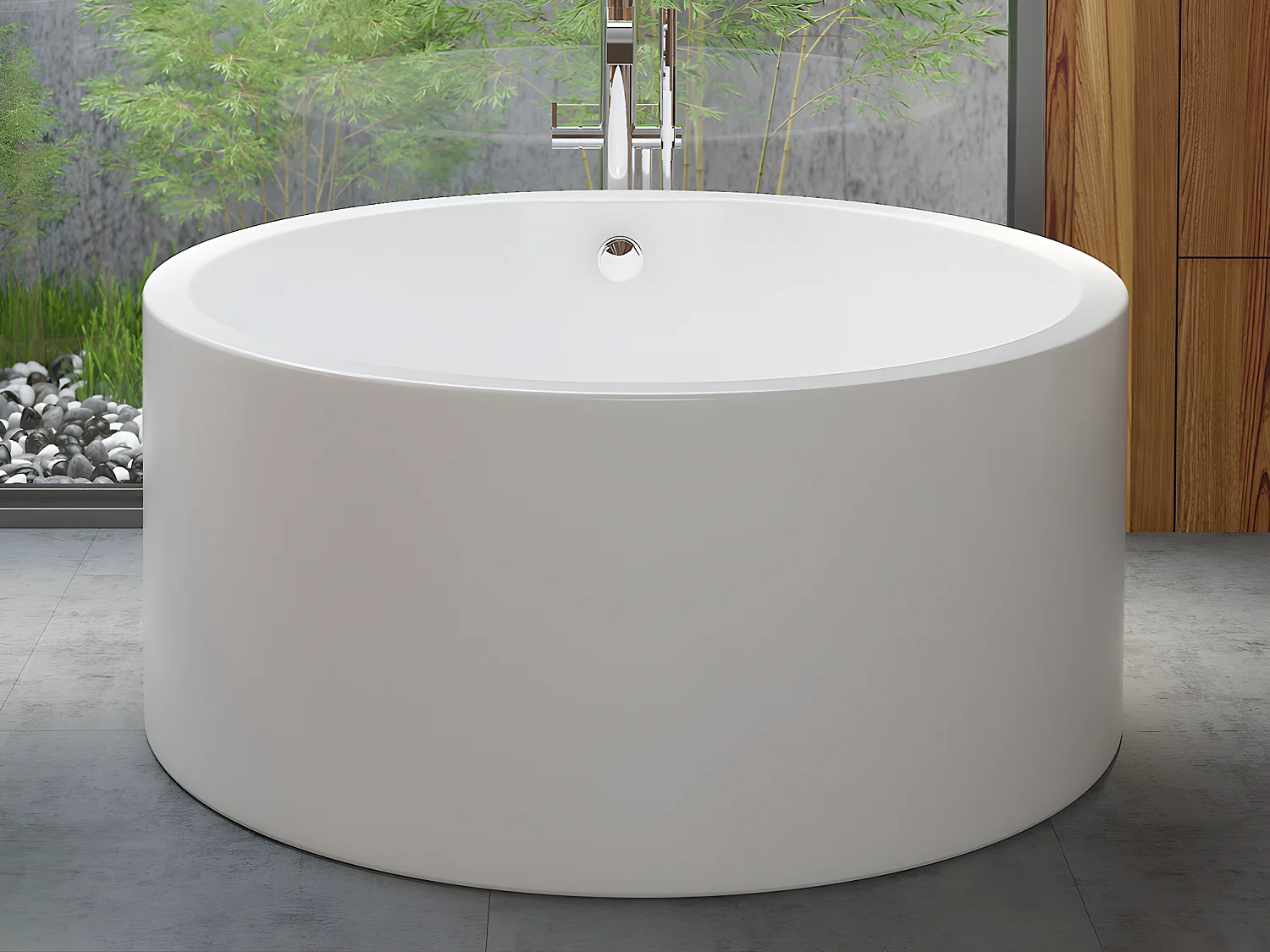 Vasca da bagno freestanding tonda 165 litri 130 x 130 x 58 cm Bianco Acrilico - LAGUNO