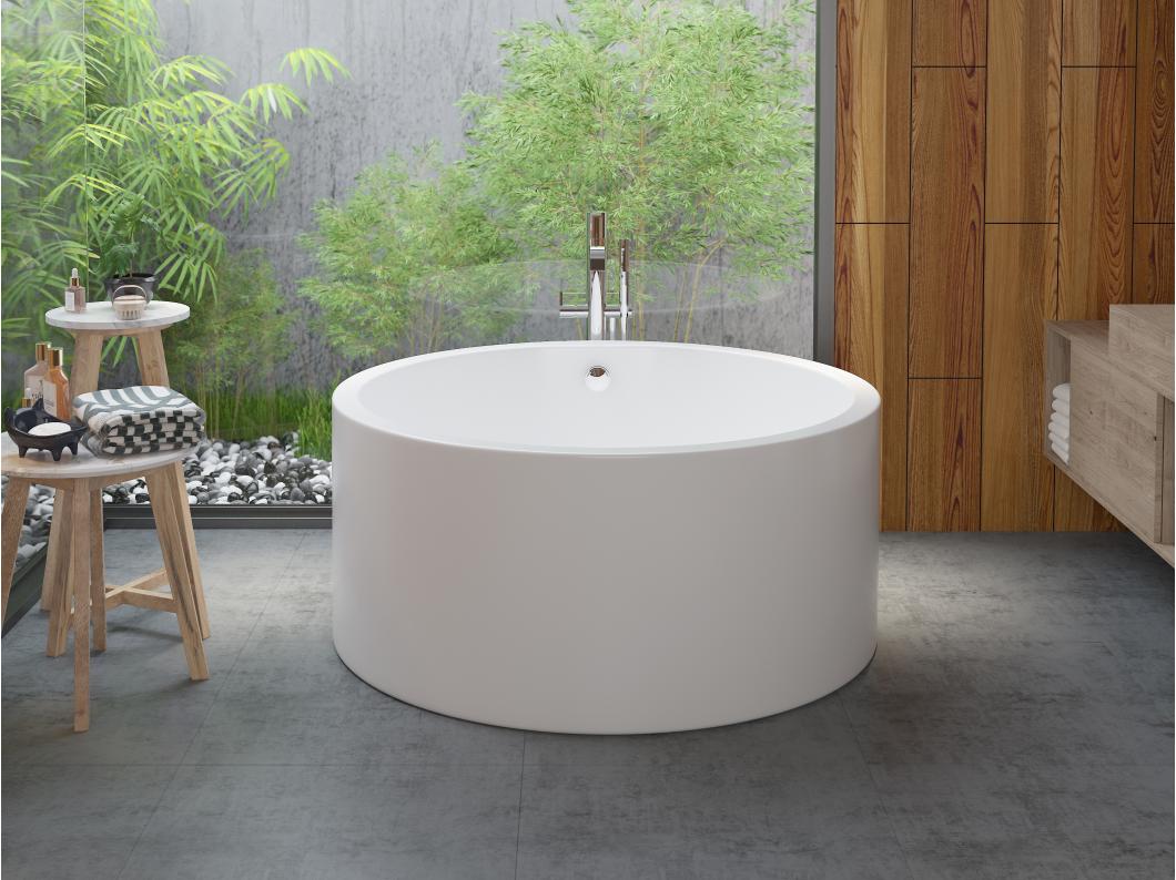 Freistehende Badewanne rund - 165 L - 130 x 130 x 58 cm - Acryl - Weiß - LAGUNO