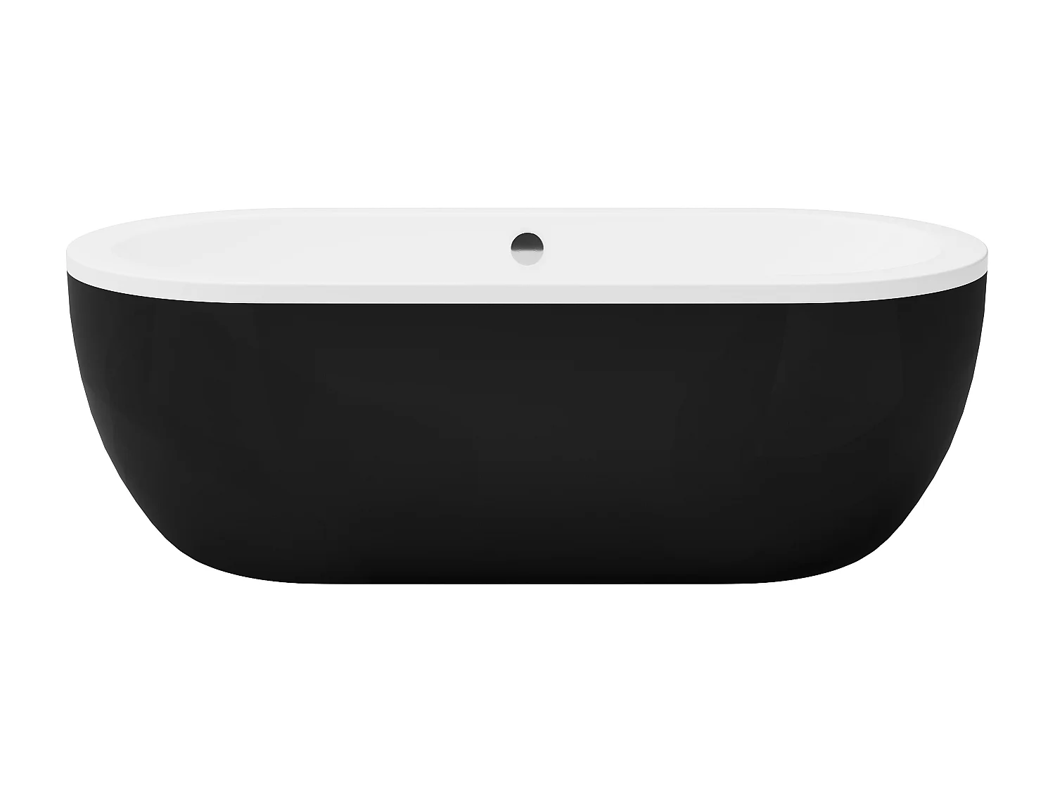 Bañera exenta ovalada - 200 L - 170 x 80 x 58 cm - Negro mate - Acrílico - NEPTUNA