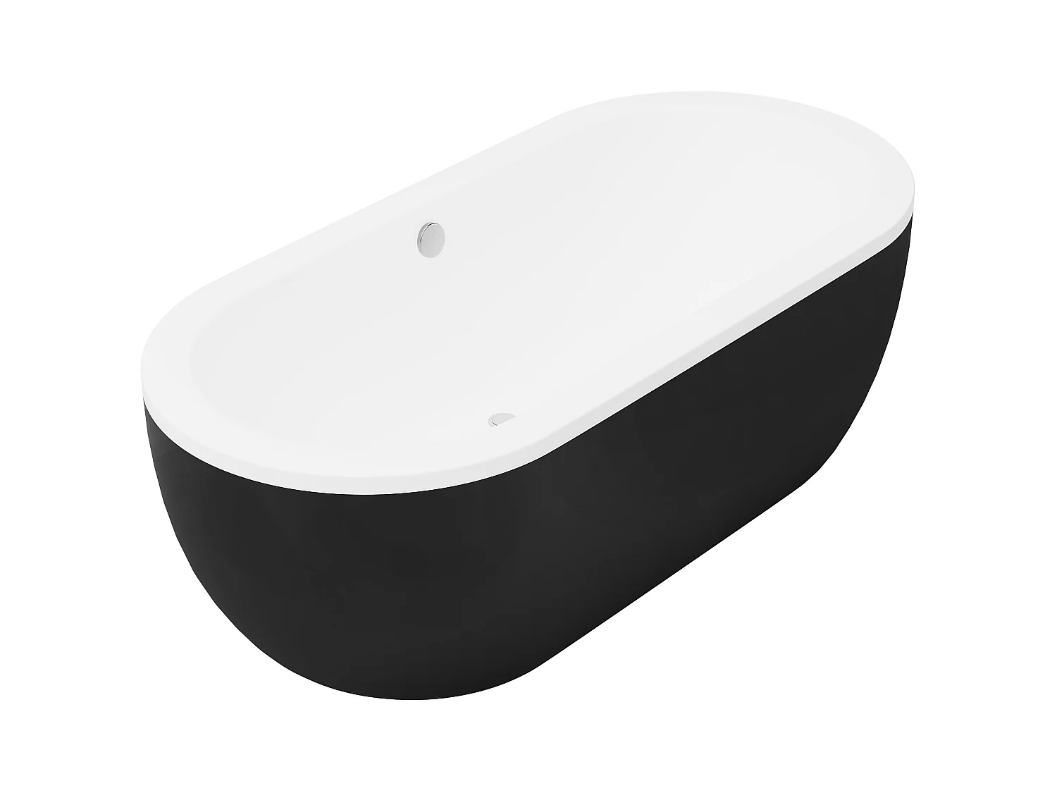 Bañera exenta ovalada - 200 L - 170 x 80 x 58 cm - Negro mate - Acrílico - NEPTUNA