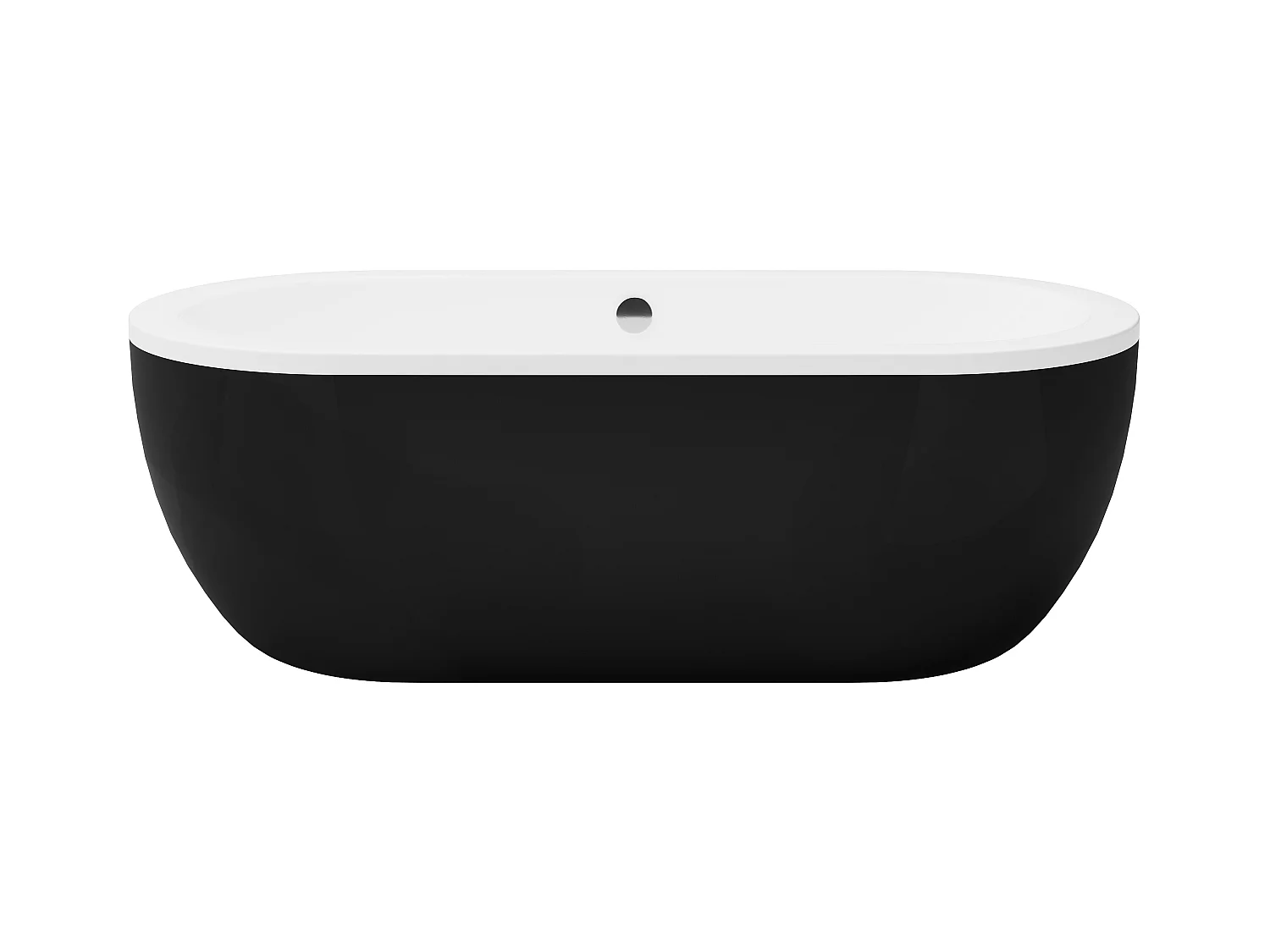 Freistehende Badewanne oval - 200 L - 170 x 80 x 58 cm - Acryl - Schwarz - NEPTUNA