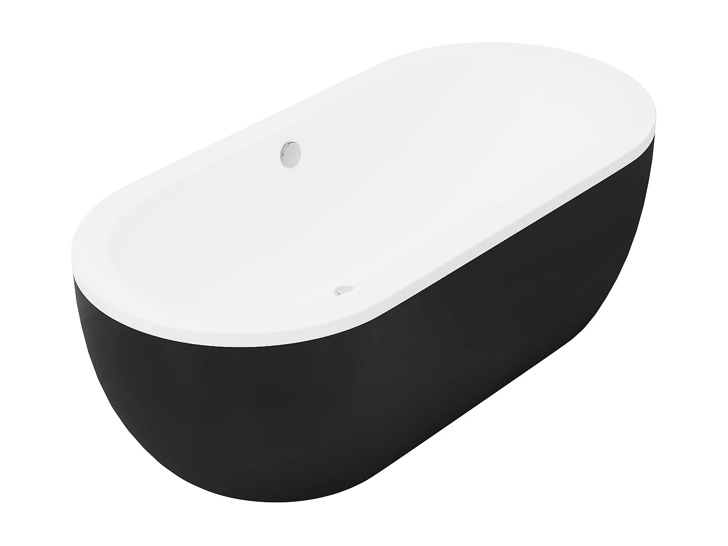 Freistehende Badewanne oval - 200 L - 170 x 80 x 58 cm - Acryl - Schwarz - NEPTUNA