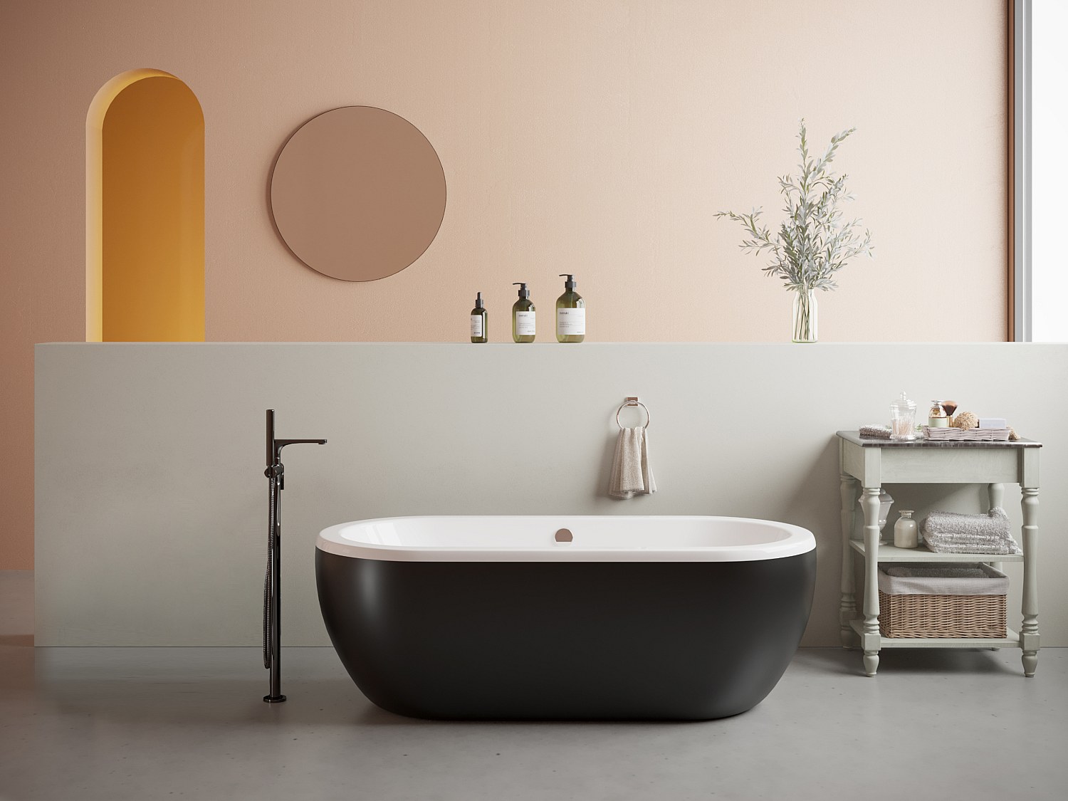 Freistehende Badewanne oval - 200 L - 170 x 80 x 58 cm - Acryl - Schwarz - günstig online kaufen