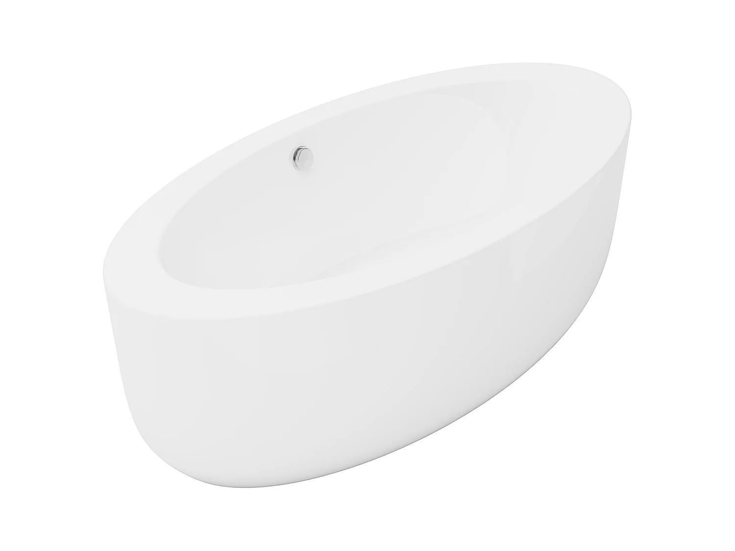 Baignoire îlot ovale - 251 L - 185 x 90 x 58 cm - Blanche - Acrylique - MARMATI