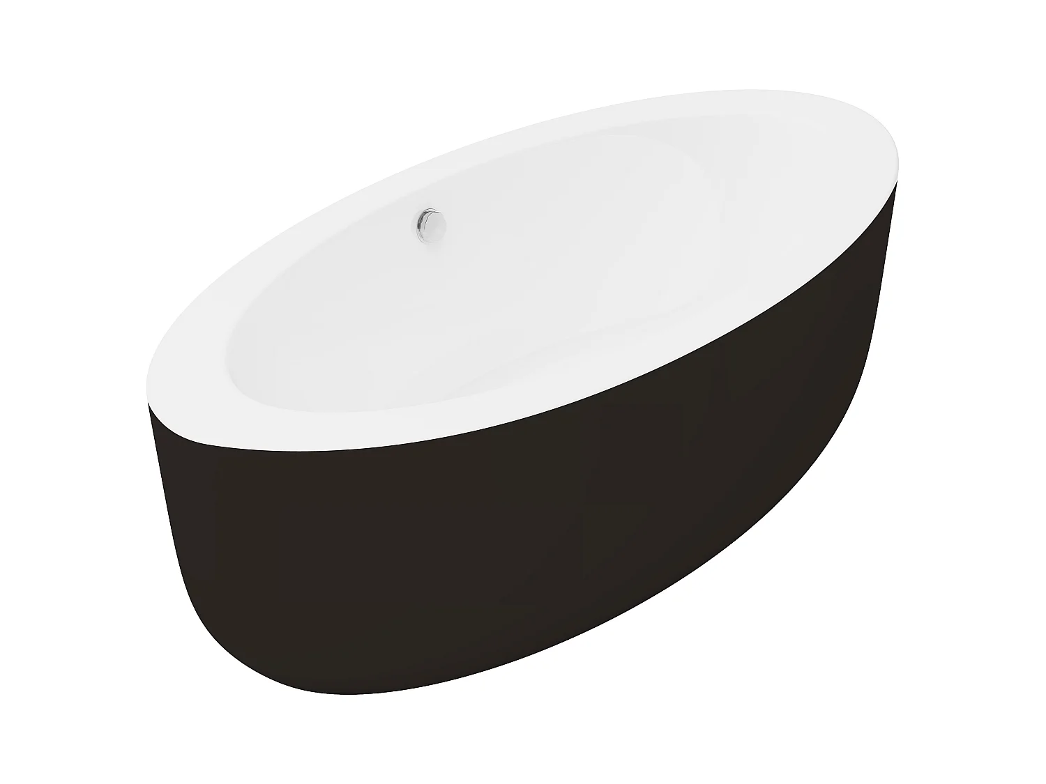 Banheira clássica oval de 251 L 185 x 90 x 50 cm preta em acrílico - MARMATI