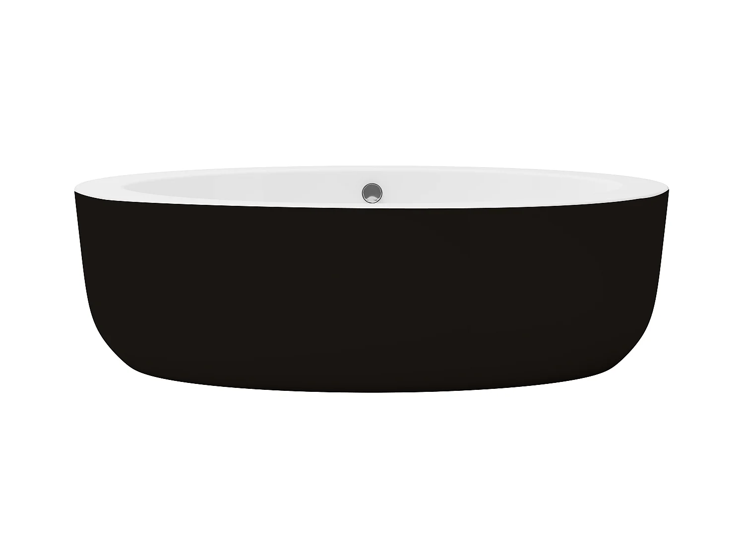 Banheira clássica oval de 251 L 185 x 90 x 50 cm preta em acrílico - MARMATI