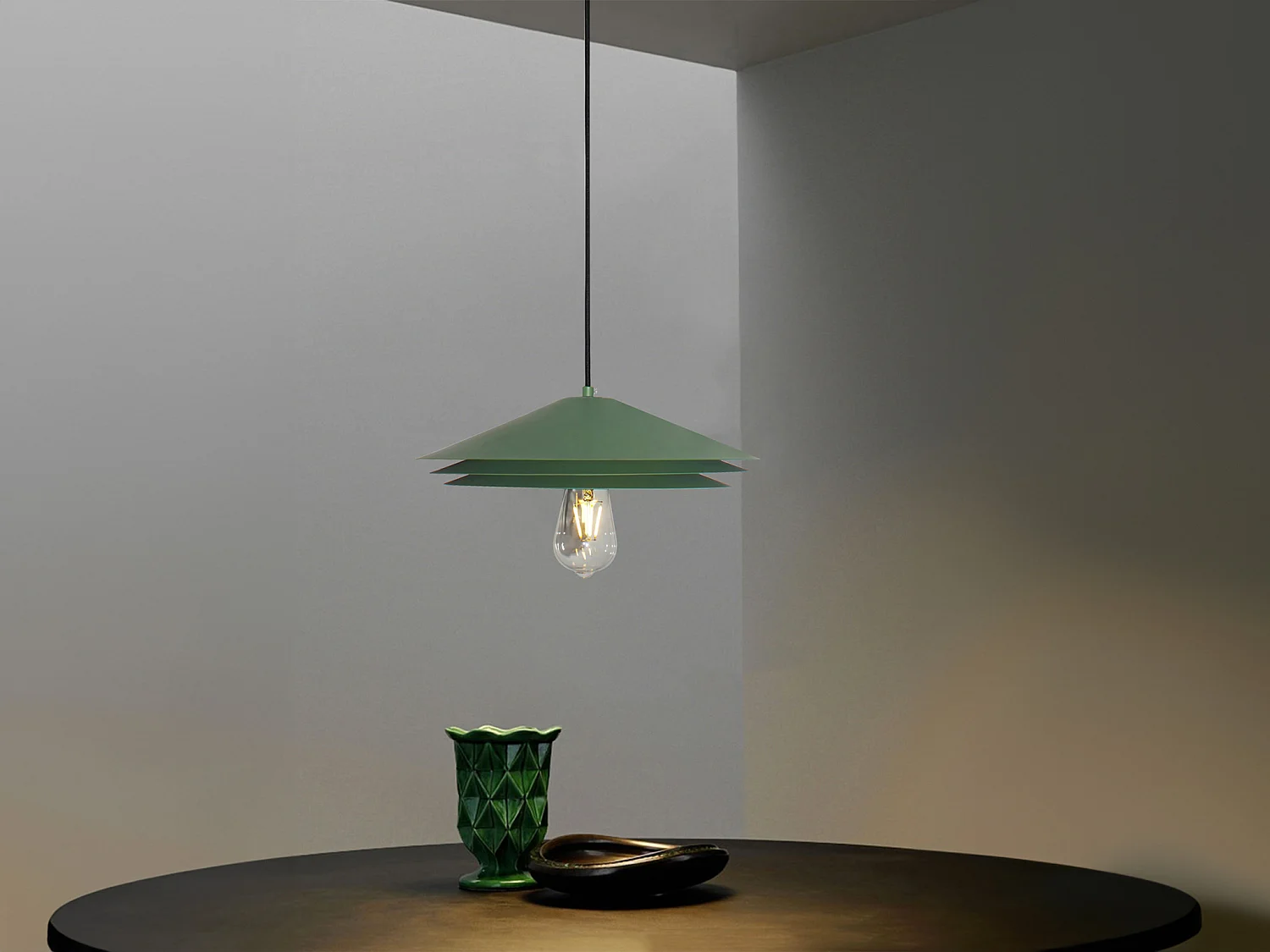 Lámpara de techo de metal - D. 35 x Alt. 161 cm - Verde - KIRUNA