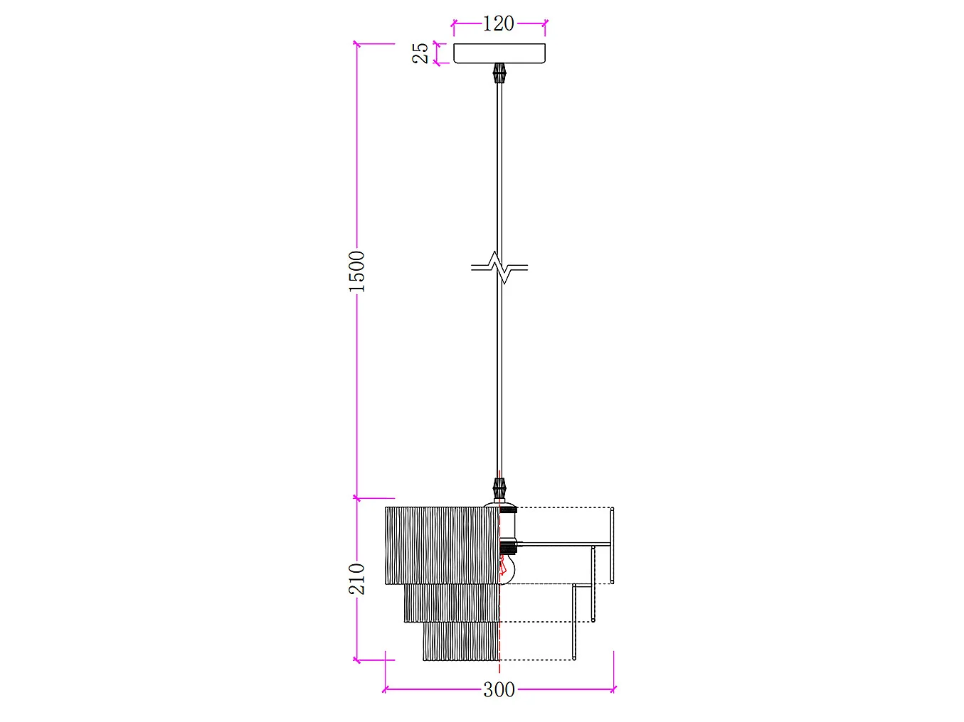 Suspension en raphia - D. 30 x H. 171 cm - Naturel  - SARNIA