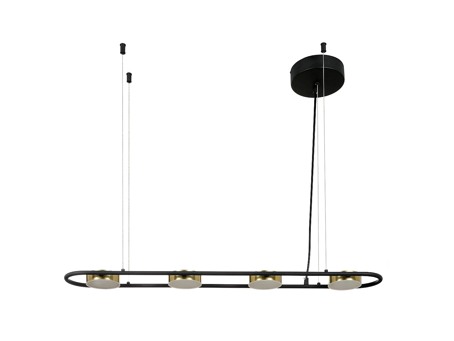 Hanglamp met ledverlichting van metaal en aluminium - 4 spots - L85 cm - Zwart en goud - GRIMSBY