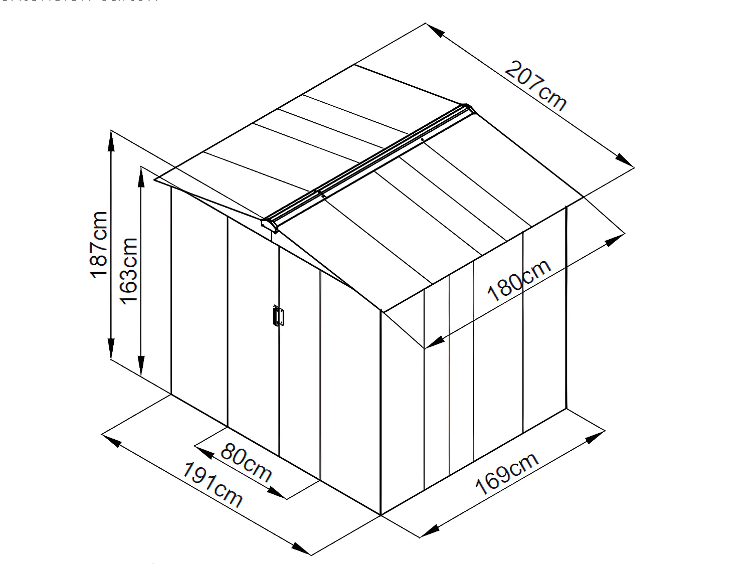 Tuinhuisje van gegalvaniseerd staal - Grijs - LINUS - 3,73 m²
