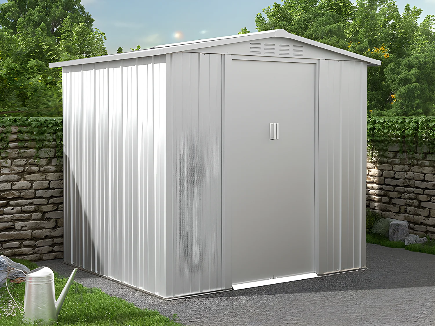 Abri de jardin métal en acier galvanisé gris 3,72 m² LINUS