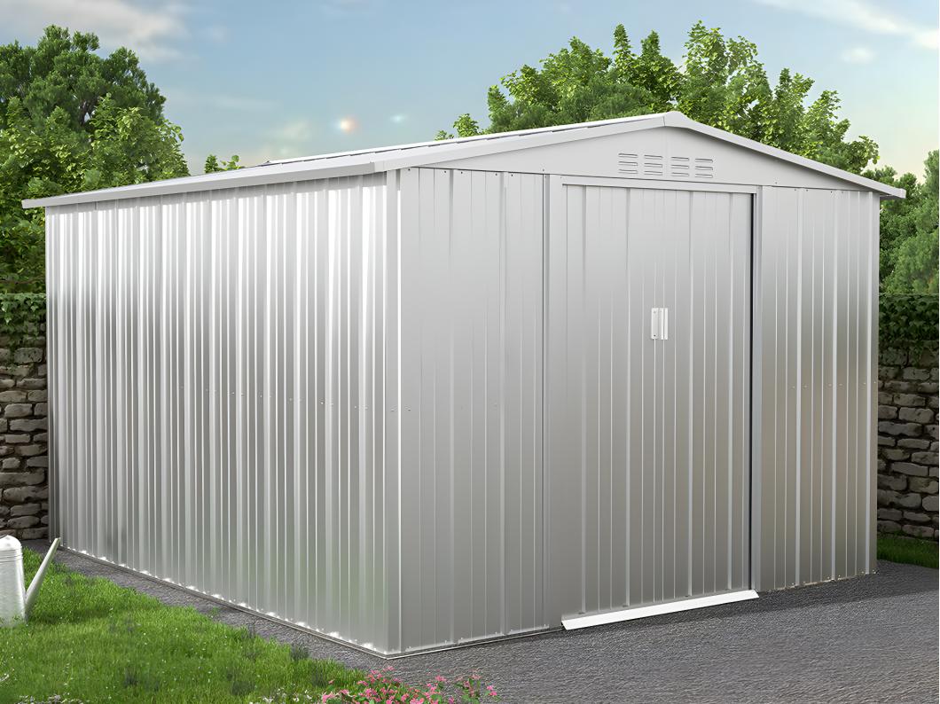 Abri de jardin métal en acier galvanisé gris 8,51 m² LINUS