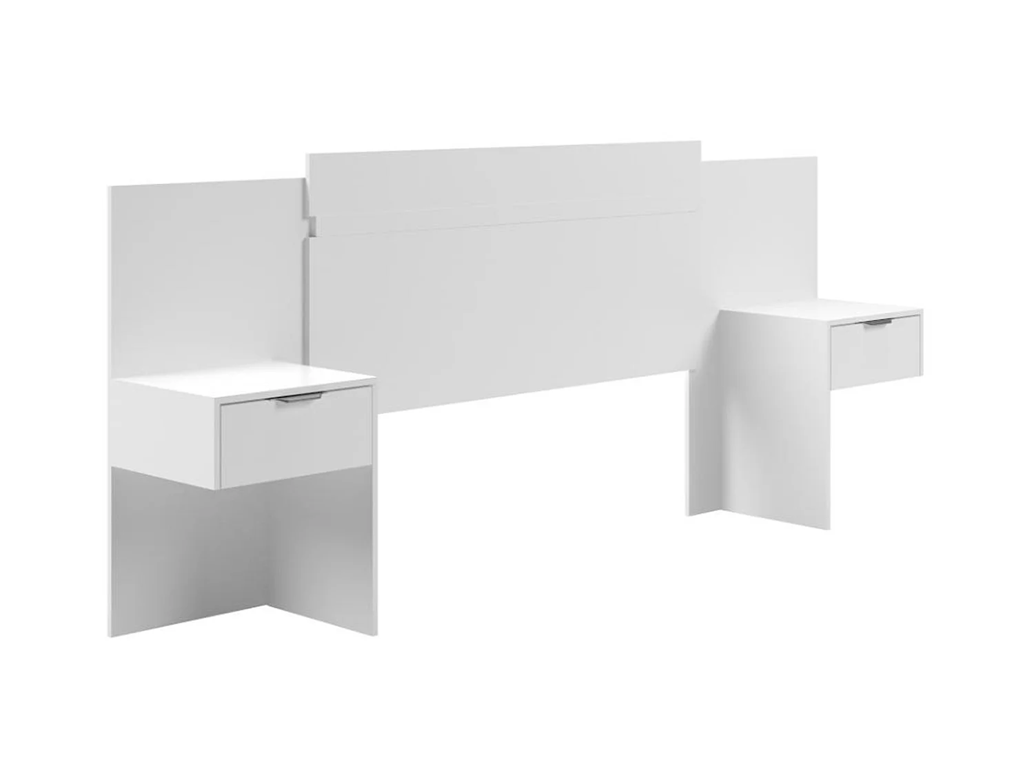 Cabecero extensible con mesas de noche - 140/160 cm - Blanco - PARATI