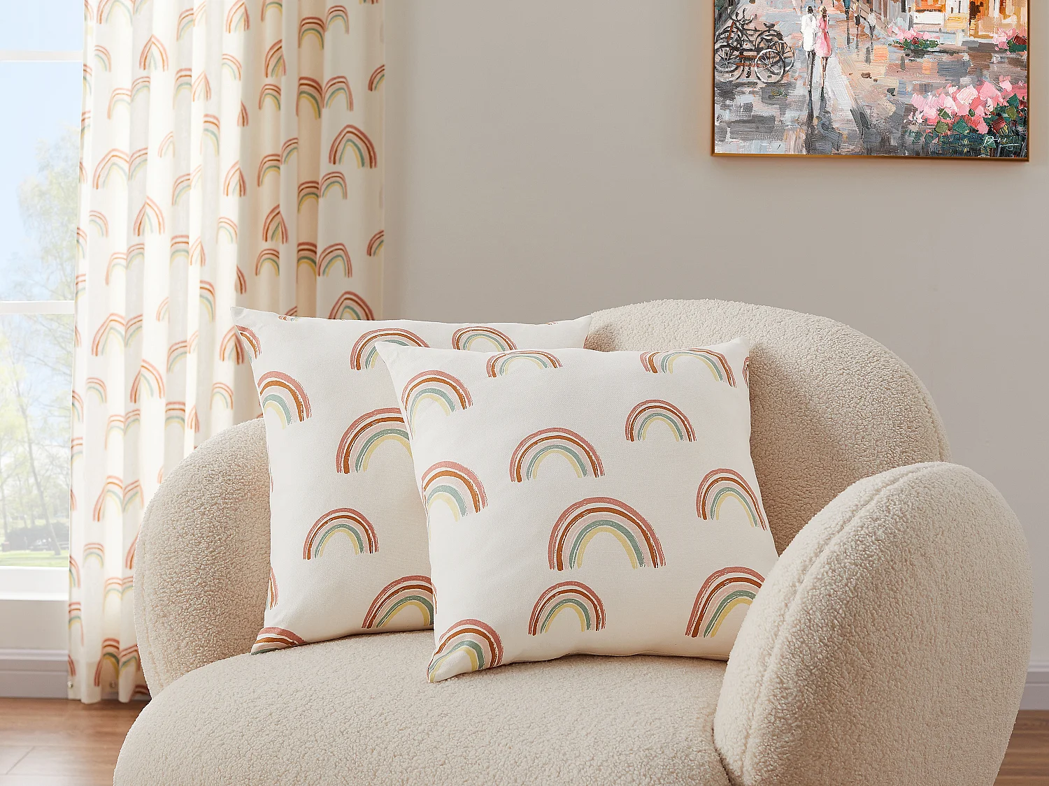 Lot de 2 coussins arc-en-ciel en coton - 45 x 45 cm - Multicolore - ARCHY