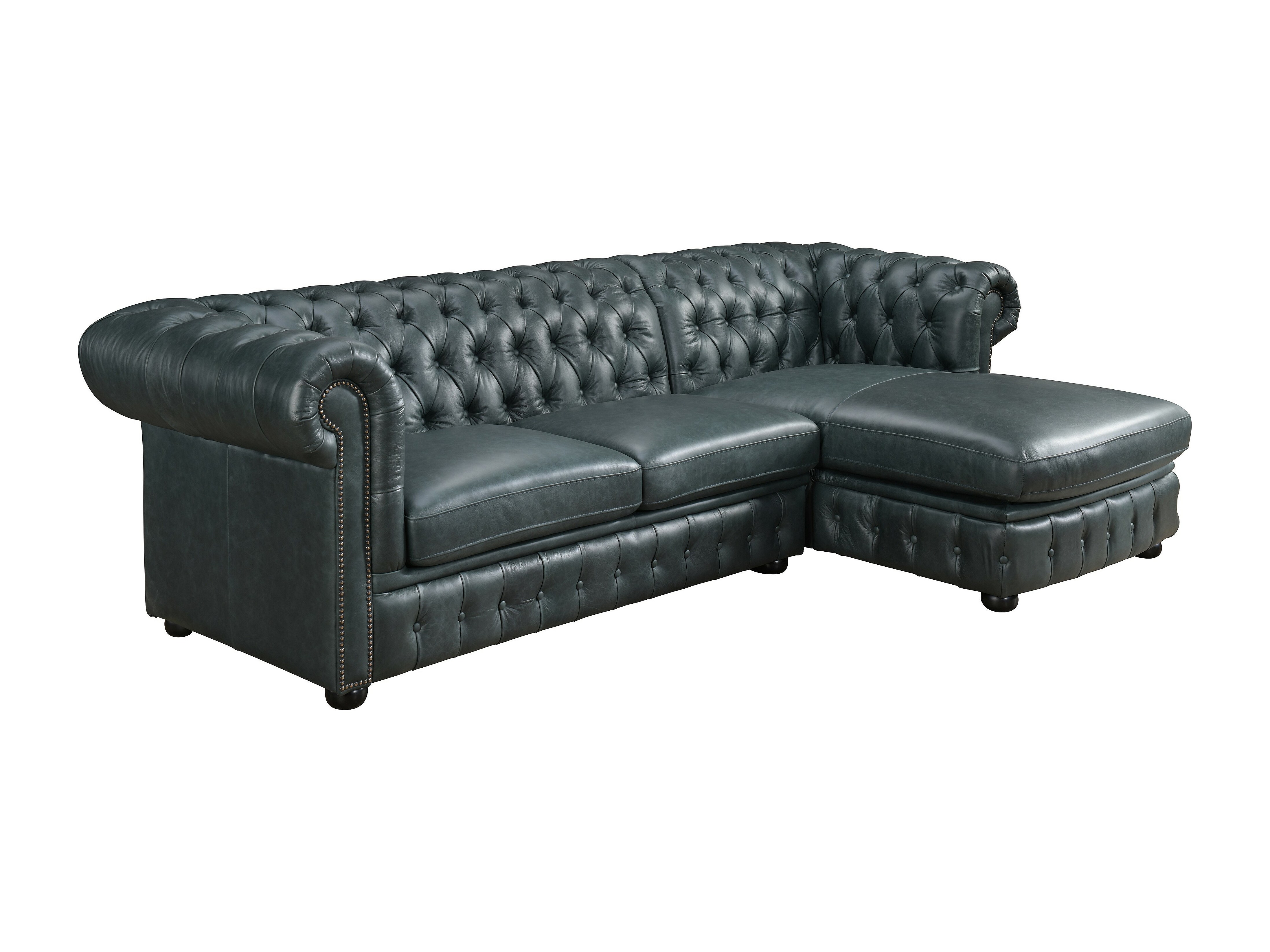 Sofá rinconera (ángulo derecho) chesterfield 100 piel de búfalo azul